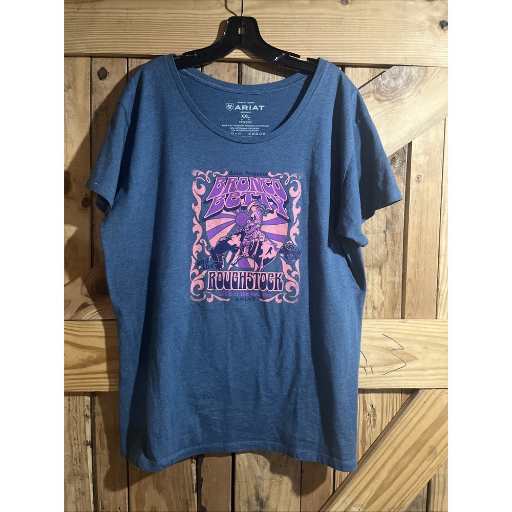 ARIAT Women's Bronc Betty T-Shirt, Steel Blue Heather